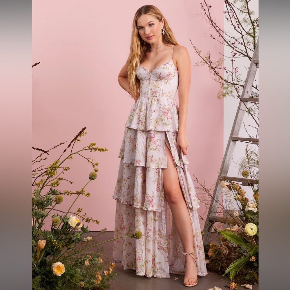 V. Chapman, The Caterina Dress in Pink Rose Print